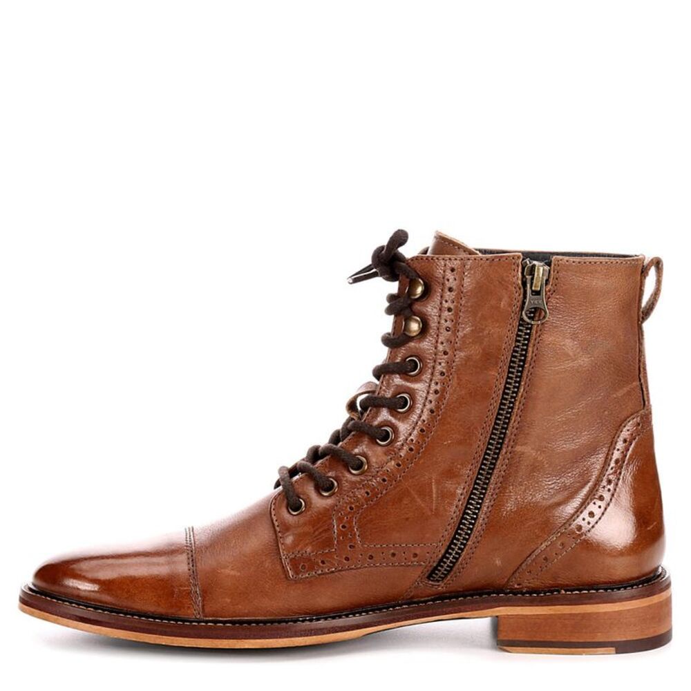 Franco Fortini Mens 'Drexel' Cap Toe Brogue Lace Up Boots - Picture 4 of 7